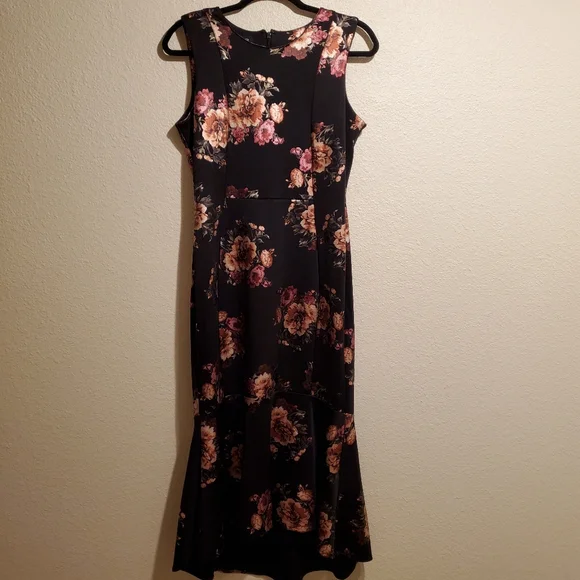 Bebe Floral Foil Scuba High Low Dress - Picture 3 of 8
